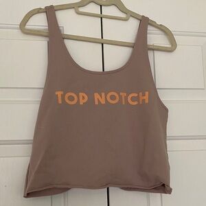 aerie Offline Blush Tank Crop Top with Orange 'TOP NOTCH' Logo